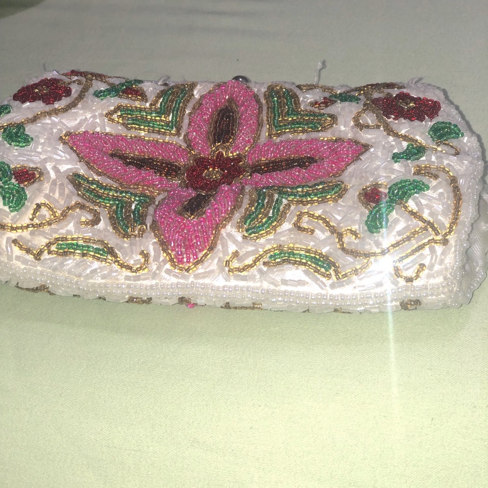 Vintage multi color beaded  clutch
